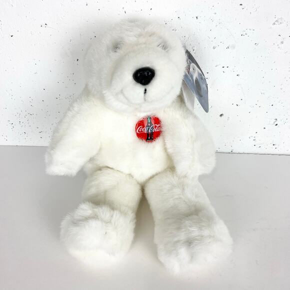 Vintage Coca Cola Polar Bear Plush 1998 New With Tags White Red Logo - Picture 1 of 15